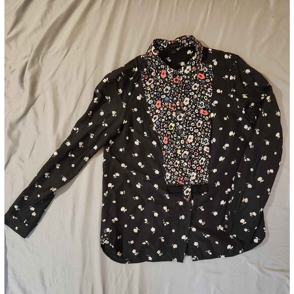 Coach Tops - Coach 1941 whimsygoth 100% silk black floral blouse with skulls size xs